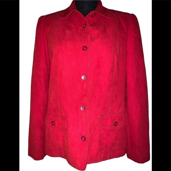 Alfred Dunner Faux Suede Button Front Jacket - Picture 2 of 6
